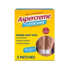 Aspercreme Lidocaine XL Pain Relief Patches Fast Acting Maximum Strength 3 Count