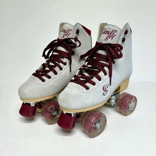 Candi Girl CARLIN Brushed Suede Blue  Burgundy Quad Roller Derby Skates Size 8