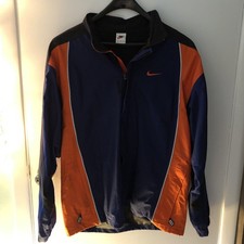 Nike Men  s Large Waterproof Zip Jacket Pockets Reflective Strip  Blue Orange