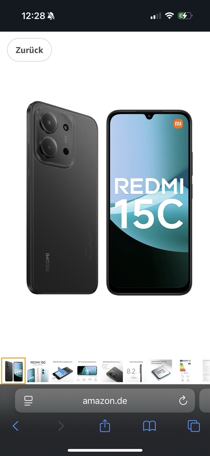 XIAOMI Redmi 15C 6,9″ Handy 120Hz, 6000 mAh, 4GB RAM 256gb Smartphone Black