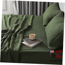 Green Linen Sheets Size - 100 Washed French Flax Organic King Mossgreen