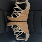Not Rated "Bering Strait" RHINESTONE Wedge PLATFORM Cream Sandals Sparkle SZ 9.5 — photo 6