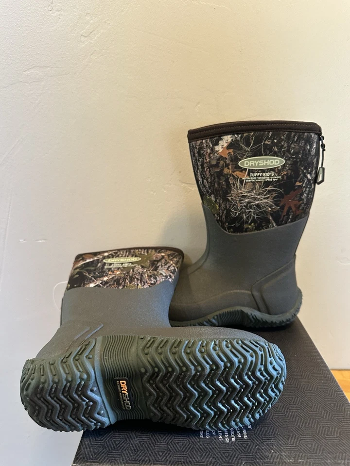 全新带标签 Dry Shod Tuffy 儿童防水隔热雪地靴 13 码迷彩/木材 — 第 2/4 张图片