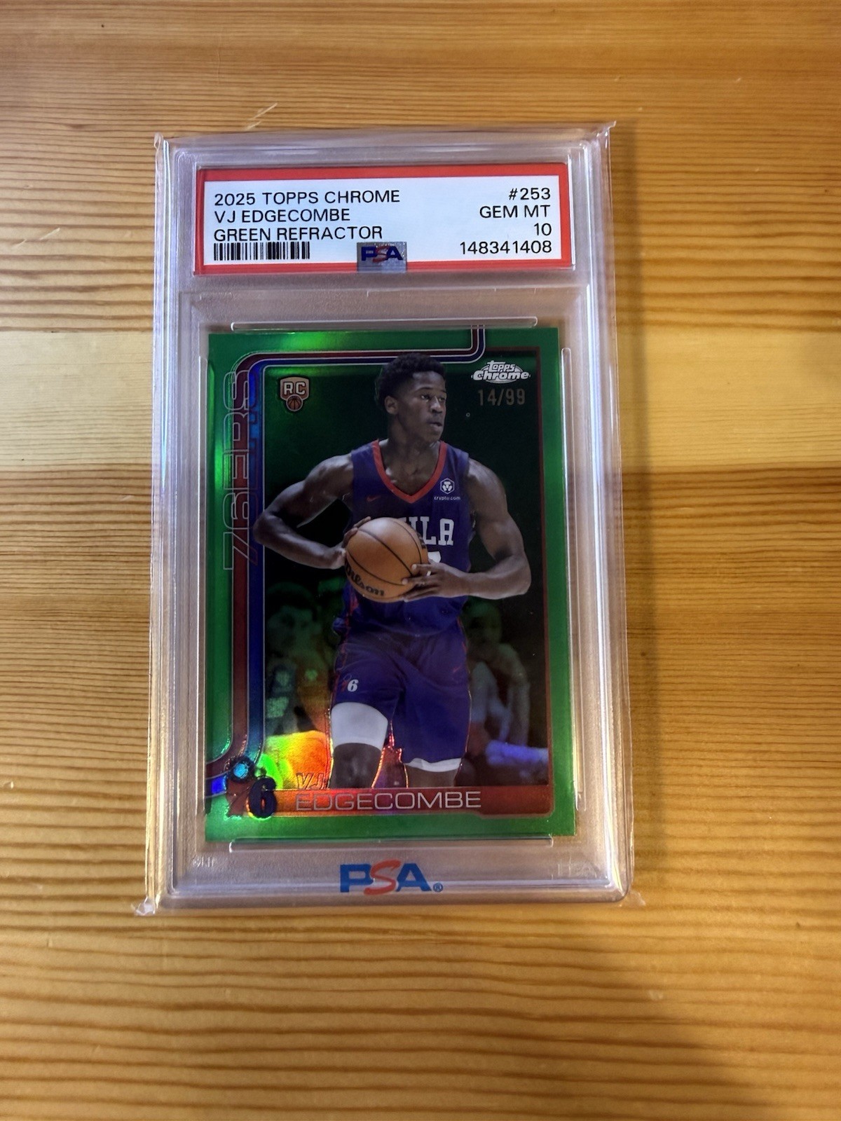 2025-26 Topps Chrome - VJ Edgecombe #253 Green Refractor /99 (RC) Rookie