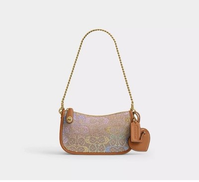 Coach Candy Crystal Swinger Bag 20, Chain, Rainbow Signature CCY40 NIP