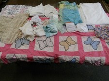 Vintage Mixed Linens Lot Tablecloth Doiles Crochet Lace Etc Lot G