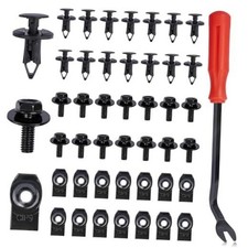 45PCS Engine Under Cover Splash Shield Guard Body Bolts Screws Black  