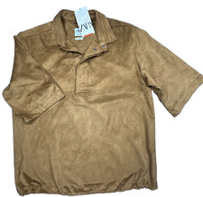 Giacca Camicia Uomo Zara Ecopelle Scamosciata Taglia Media Vestibilità Relaxed Tan Colore Cammello Scatti
