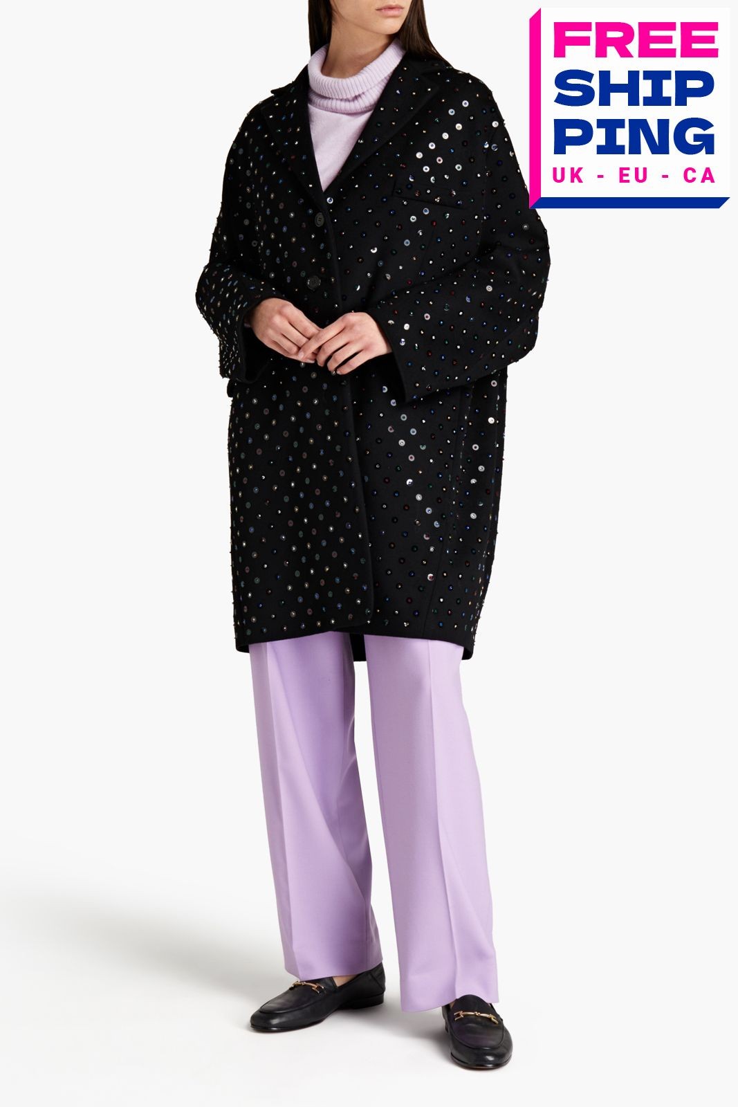 RRP €10528 VALENTINO Oversized Cashmere & Wool Coat IT44 US8 UK12 L Crystals