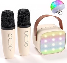 Mini Karaoke Machine - Bluetooth Portable Speaker with 2 Wireless Microphones 