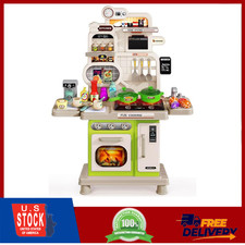 Kids Kitchen Playset Toddler Kitchen Toy Sound Light Stove Sink Green