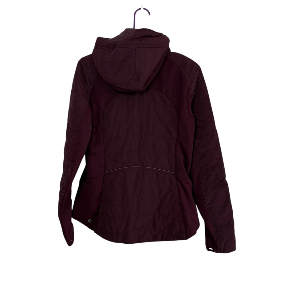 Chaqueta Lululemon Mujer Talla 8 Otra Milla Cremallera Completa Tecnología Polar Capucha Granate Foto 3 de 4