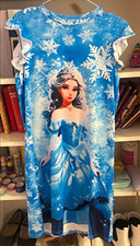 Girls dress size 158 blue/white ice princess pattern short sleeve