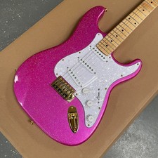 Pink ST 6-String Electric Guitar Gold Hardware Floyd SSS Free Fast Ship