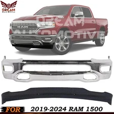 Front Bumper Face Bar Chrome & Valance Textured Kit For 2019-2024 RAM 1500