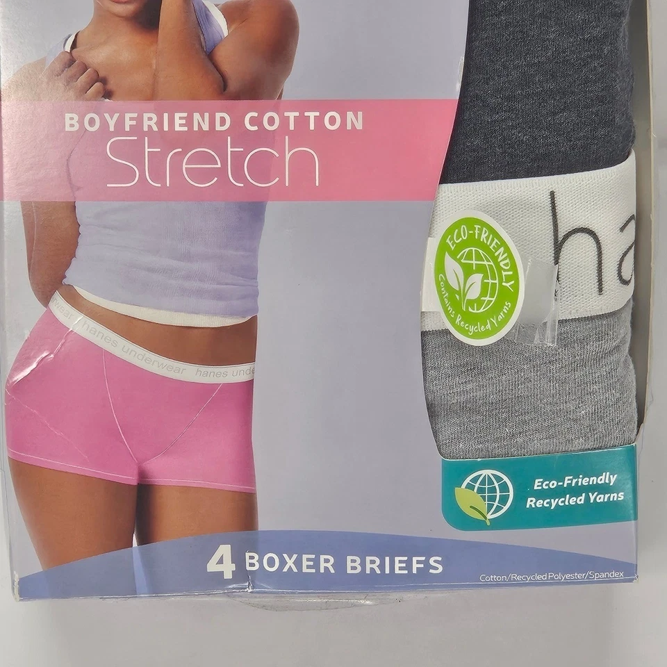 Hanes первоклассный женщин бойфренд хлопок эластичной трусы-боксеры размер 9/2XL 4 пары упаковка - Изображение 3 из 4