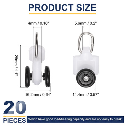 20-Piece Ceiling Curtain Track Rollers - Silent Sliding Gliders For Straight Or Bendable Rails - View #8