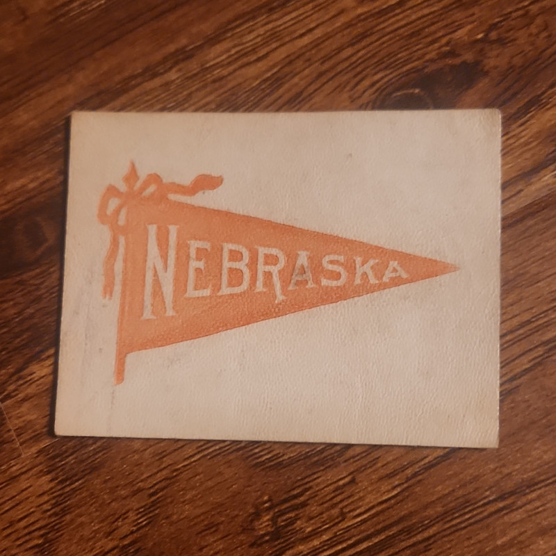 c1910's Cigarette Tobacco Leather Patch Nebraska 3"×2"