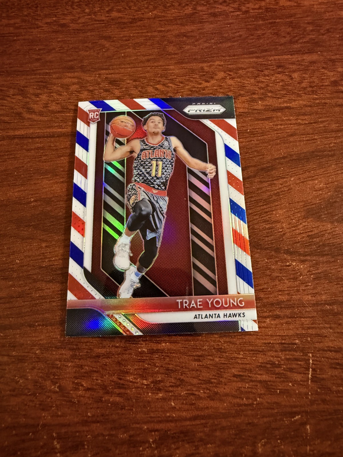 2018-19 Panini Prizm Red White Blue Prizm #78 Trae Young Rookie Card