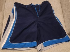 Nike Swim Mens Blue Trunks Running Shorts Pockets Embroidered Logo EUC 2X