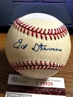 ED STEVENS 2 SIGNED AUTOGRAPHED ONL BASEBALL!  Dodgers, Pirates!  JSA!