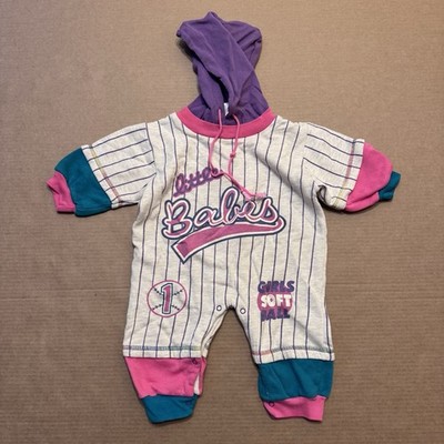Vintage Small Stars Little Babes Girls Soft Ball Romper One Piece 90 s RARE