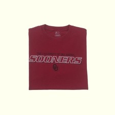 NCAA VTG Y2K OU SOONERS OKLAHOMA FOOTBALL GRAPHIC COTTON RED T SHIRT 2001 SZ M