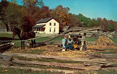 Sorghum Cane Being Crushed, c1950, Cades Cove, Tennessee, Buckhorn Press