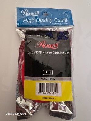 Rosewill 3 ft Cat 6A Red Screened Shielded Twist Pairing Enhanced 550MHz Network