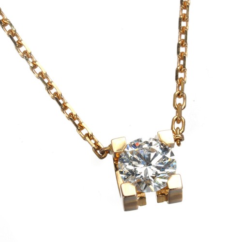 Auth Cartier Necklace Diamond 0.26ct G VVS1 3EX C de Cartier 18K 750 Rose Gold - Picture 2 of 6