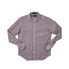 Saks Fifth Avenue Shirt Mens 15.5 Multi Cotton Slim Fit Check Button Up Dress