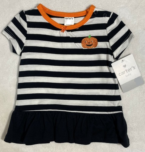 Carter's 2-pc Set Halloween Top/Pants White/Orange/Black Pumpkin Size 9M NWT - Picture 3 of 5
