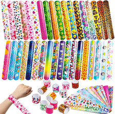 144 Pcs Slap Bracelets for Kids, Bulk Wristbands with Animals, Friendship, Heart