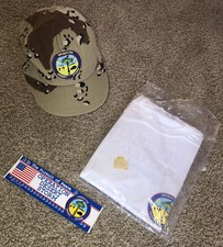 Operation Desert Storm Gift Pack Hat, sz XL T Shirt, Bumper Sticker Made in USA