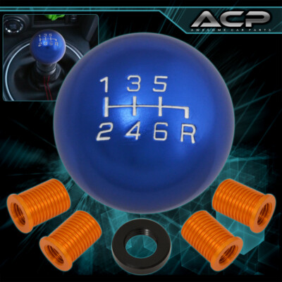 Universal M8 M10 M12 Kit Adapter Kit 6SPD Round Gear Shift Knob Time Attack Blue