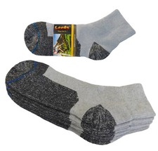 4PK ANKLE FULL CUSHION WORK INDUSTRIAL COTTON SOCKS REINFORCED HEEL AND TOE GRAY