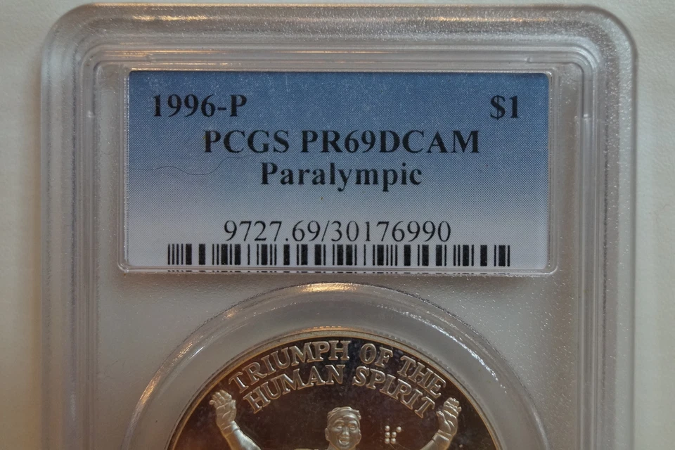 1996-P $1 Paralympic Wheelchair Commemorative Silver Dollar  PR69 DCAM PCGS - Image 3 of 3