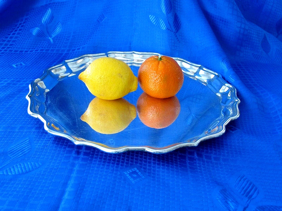 Bandeja de plata esterlina té fruta vino abedules Chippendale georgiano 790 gr 12" Foto 2 de 4