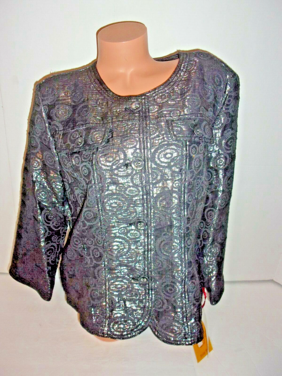 Ruby Rd Razzle Dazzle Brown Shimmer Button Down Jacket Size 18 $58