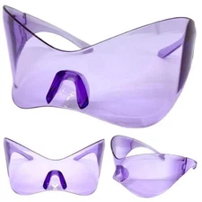 OVERSIZE Retro Face Shield Wrap Party Club Rave SUN GLASSES Huge XL Purple Frame