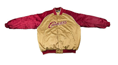 Vtg Team Nike Cleveland Cavaliers Mens 3XL Gold Embroidered Satin Bomber Jacket