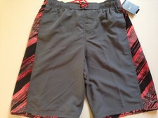 Nike Swim Trunks Board Shorts Multi color Gray Reddish Sheds Water, Pockets