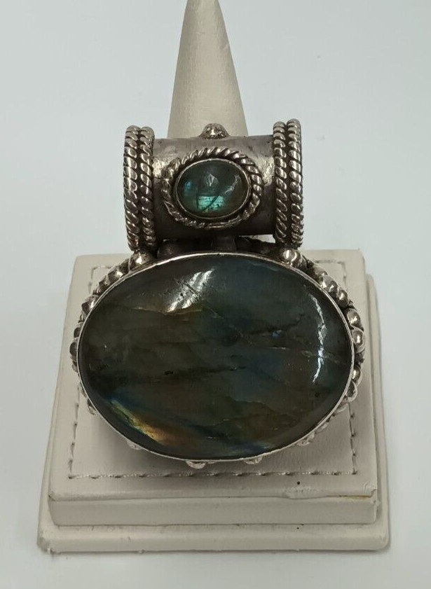 Vintage Labradorite and Sterling Silver Slider Pendant
