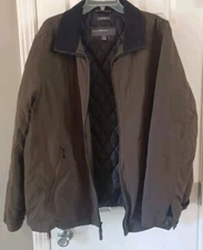 Men's XL Perry Ellis Portfolio Brown Collared Zip Microfiber Jacket