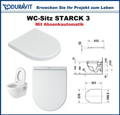 Duravit WC-Sitz Starck 3 mit Deckel Soft Close Scharniere Edelstahl, weiß
