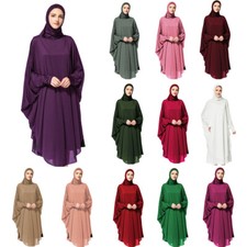 Women Prayer Dress Muslim Overhead Long Hijab Khimar Islamic Abaya Kaftan Arab