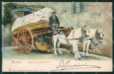 Firenze Città Carro Trasporto Vino Fiaschi cartolina WX0980