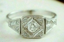 Antique 0.50 CT White Round Cut CZ Art Deco Engagement  Gift Ring in 925 Silver