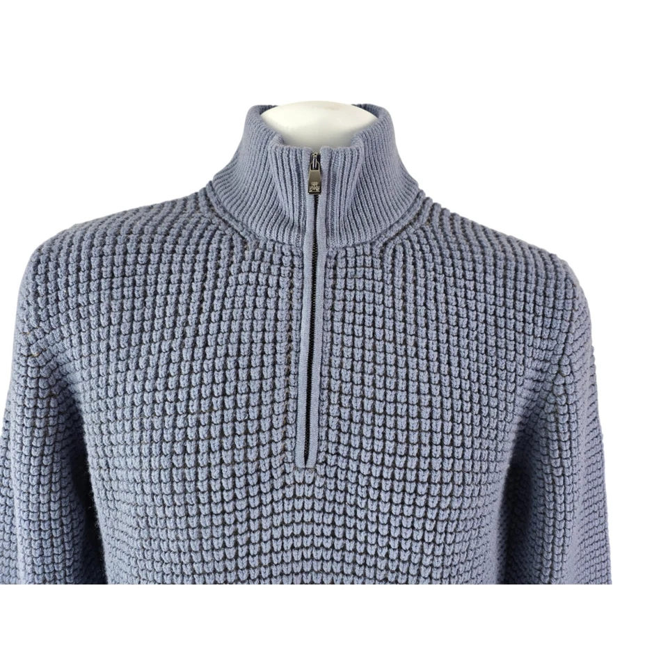 Corneliani ID Wool Cashmere Waffle Knit Half 1/2 Zip Sweater 48 S Italy $850 - Image 4 of 4