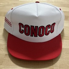 Vintage CONOCO Logo Gas Station White Snapback Hat Cap Nissin 90s
